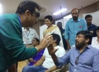 Actor Naresh talking to Chiranjeevi at MAA elections 2019