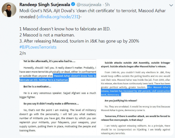 Randeep Surjewala tweet