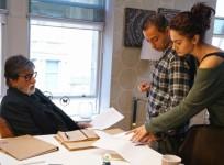 Amitabh Bachchan, Taapsee Pannu and Sujoy Ghosh on sets of Badla