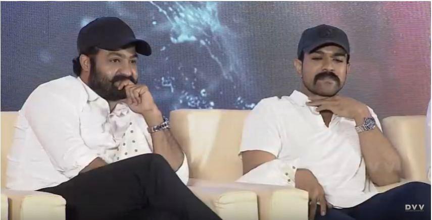 Junior NTR and Ram Charan at RRR press meet Junior NTR and Ram Charan at RRR press meet