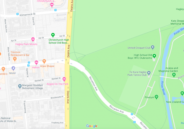 Deans Avenue, where the first shooting incident took place New Zealand shooting
