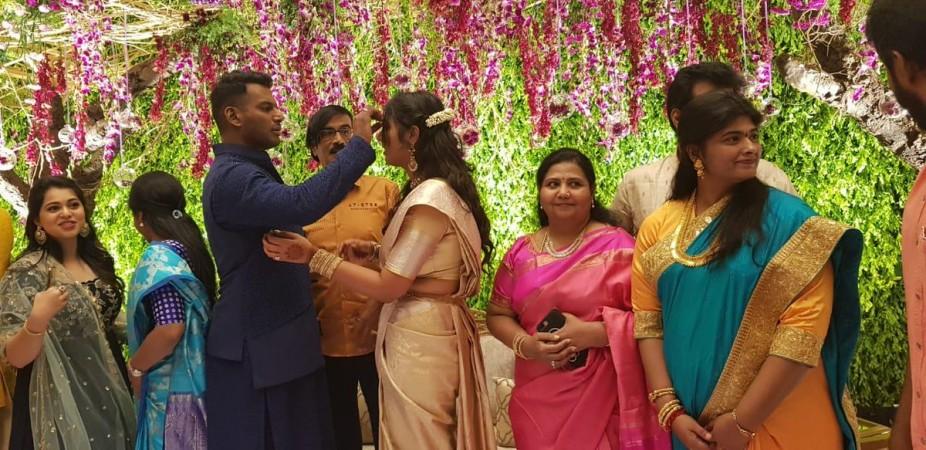 A picture from Vishal Krishna and Anisha's engagement. Vishal Krishna-Anisha's Engagement