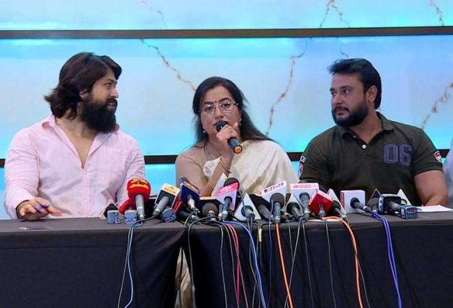 Yash with Sumalatha and Darshan Yash with Sumalatha and Darshan