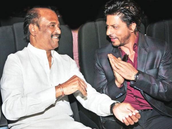 Rajinikanth with Shah Rukh Khan at the audio launch function of Kochadaiiyaan. Rajinikanth with Shah Rukh Khan