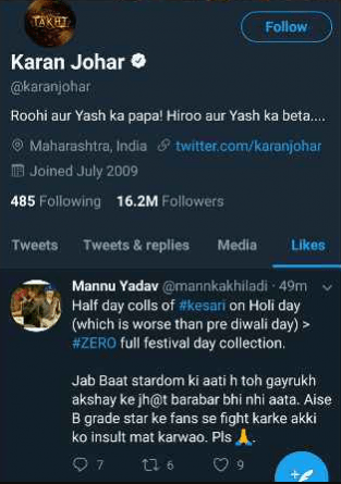 Karan Johar tweet