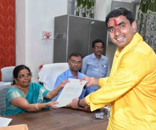 Andhra Pradesh Chief Minister and TDP president N. Chandrababu Naidu's son Nara Lokesh files nomination for the upcoming State Assembly elections from Mangalagiri assembly constituency in Guntur District, on March 22, 2019. Nara Lokesh