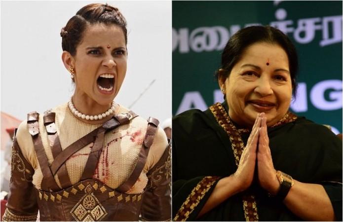 A collage of Kangana Ranaut and J Jayalalithaa. Kangana Ranaut and J Jayalalithaa