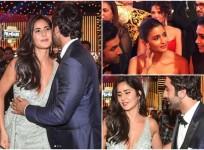 Ranbir Kapoor with Katrina Kaif and Deepika Padukone at Filmfare Awards 2019