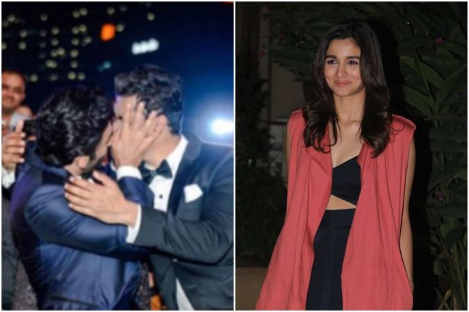 Alia Bhatt's reaction when Ranbir Kapoor and Vicky Kaushal 'lock lips' You cannot miss Alia Bhatt's reaction when Ranbir Kapoor and Vicky Kaushal 'lock lips'