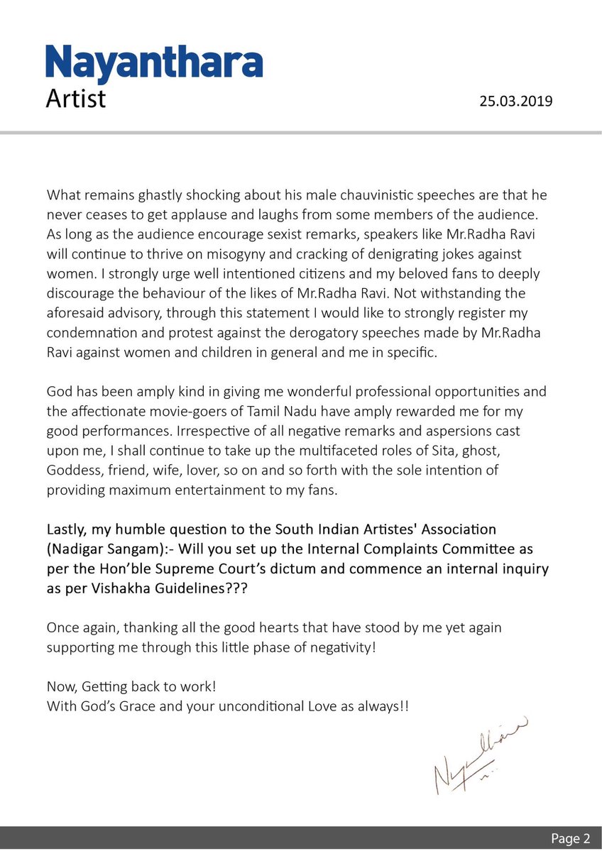 Nayanthara's Reaction to Radha Ravi