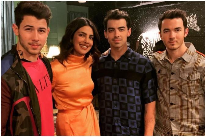Priyanka Chopra and Nick Jonas with family. Priyanka Chopra and Nick Jonas with family