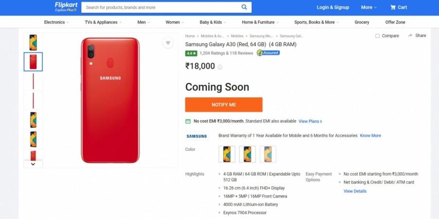 samsung a30 flipkart price