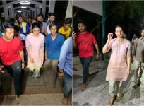 Samantha Akkineni walking up the steps from Alipiri, Tirupati to Tirumala