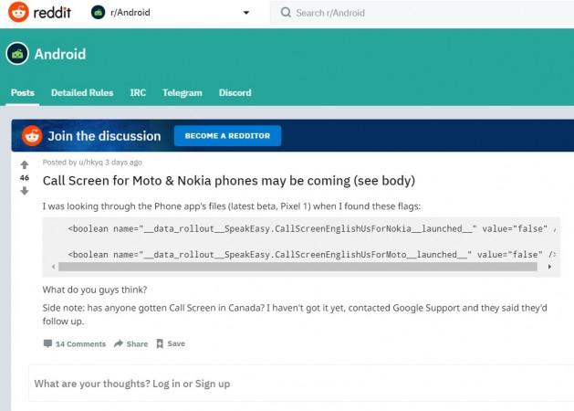 Google's code for Call Screen feature in a software update in Android OS for Nokia and Motorola phones. Google, Screen call, Motorola, Nokia, phones