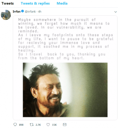 Irrfan Khan's post Irrfan Khan's post