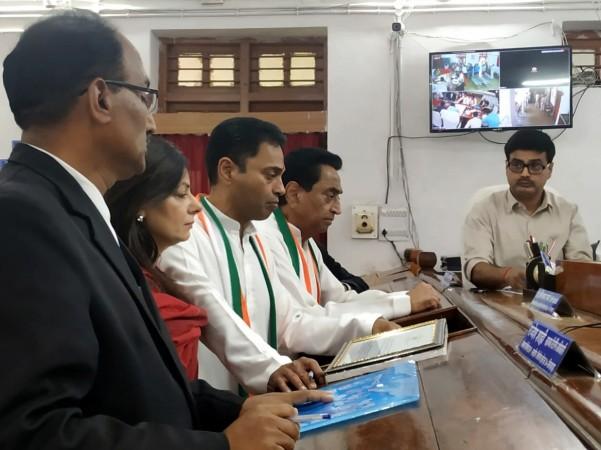 Madhya Pradesh Chief Minister Kamal Nath and his son Nakul Nath file their nomination papers for the Chhindwara Assembly by-election and parliamentary constituency respectively, in Madhya Pradesh's Chhindwara, on April 9, 2019. Nakul Nath Kamal Nath