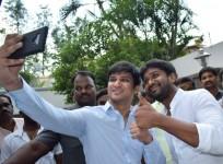 Nikhil Siddhartha with Minister Talasani Srinivas Yadav and his son Talasani Sai Kiran Yadav