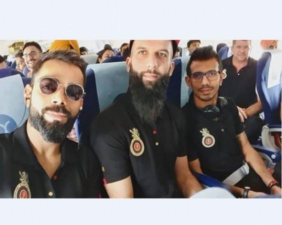 Kohli has arrived in Mohali with his RCB team. Virat Kohli Yuzvendra Chahal