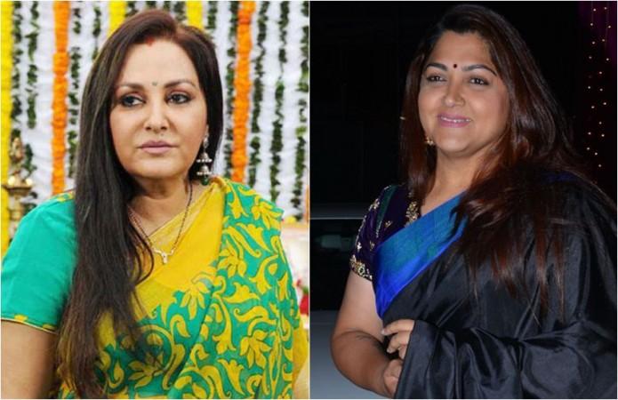 A collage of Jaya Prada and Khushbu Sundar. Jaya Prada and Khushbu Sundar
