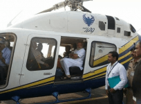 Prime Minister Narendra Modi in helicopter