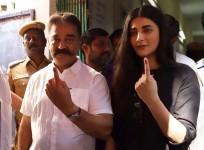 Kollywood Celebs Vote: Kamal Haasan and his daughter Shruti Cast Their Vote