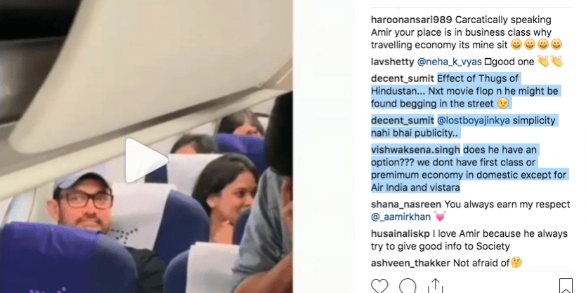 Aamir Khan trolled for travelling in economy class in Indigo Airlines. Aamir Khan trolled for travelling in economy class