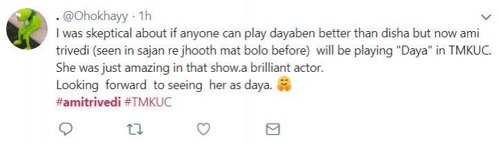 Ami Trivedi on replacing Disha Vakani in TMKOC