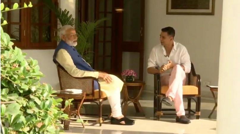 Prime Minister Narendra Modi during a conversation with actor Akshay Kumar, in New Delhi, on April 24, 2019. Akshay kumar interviews modi