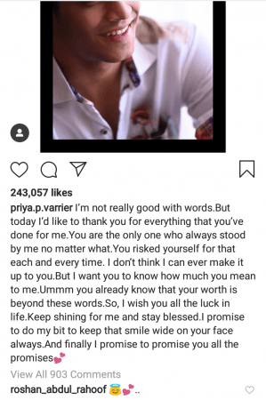 Priya Prakash Varrier, Roshan Abdul Rahoof Priya Prakash Varrier, Roshan Abdul Rahoof