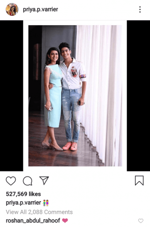 Priya Prakash Varrier, Roshan Abdul Rahoof Priya Prakash Varrier, Roshan Abdul Rahoof