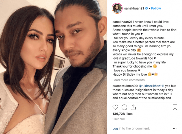 Sana Khan confesses love for Melvin Louis on Instagram. Sana Khan confesses love for Melvin Louis_Post 1