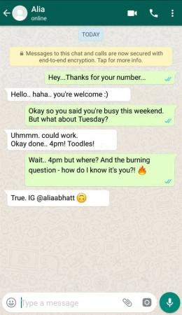 Alia Bhatt and Tiger Shroff WhatsApp chat. Alia Bhatt and Tiger Shroff WhatsApp chat
