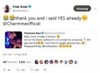 Trisha's reply to Charmee Kaur's gay marriage proposal