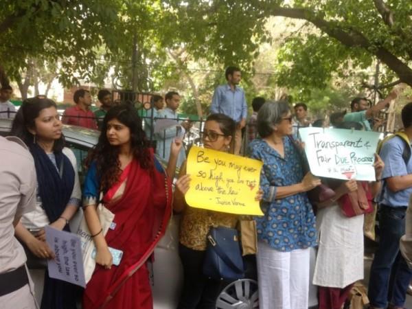 Women protesters out the Supreme Court. Women protesters