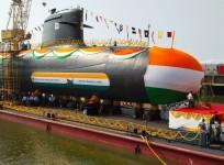 Launch of Indian Navy's Scorpene class submarine  INS Vela built by Mazagon Docks with French collaboration