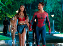 Tiger Shroff wearing Spider-Man costume in SOTY 2 along with Tara Sutaria.