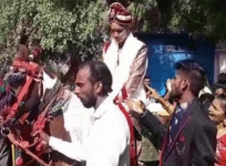 dalit man rides a horse