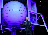 Jeff Bezos unveils Blue Moon, the first lunar lander from his company, Blue Origin.