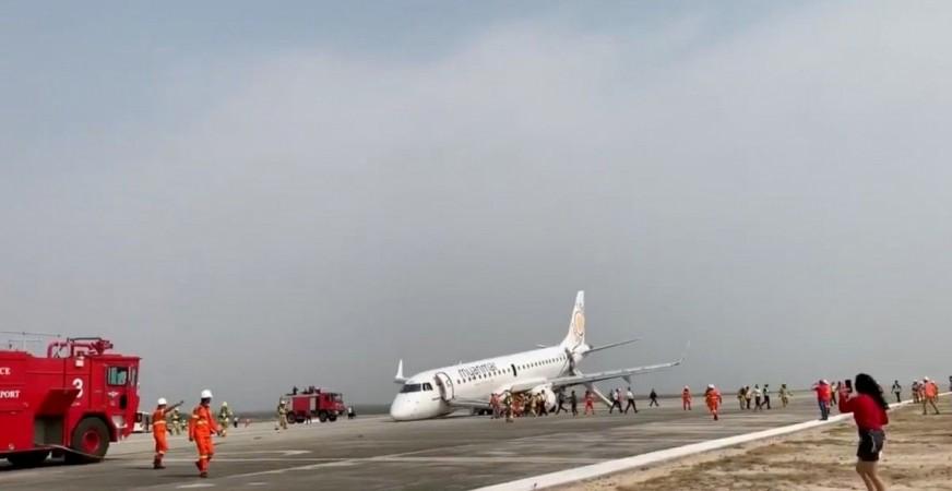 Myanmar National Airlines pilot did an emergency landing after the front wheels of the plane failed to extend. Myanmar National Airlines
