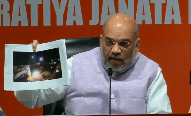 BJP president Amit Shah showed photographs of violence in Bengal. Bengal violence