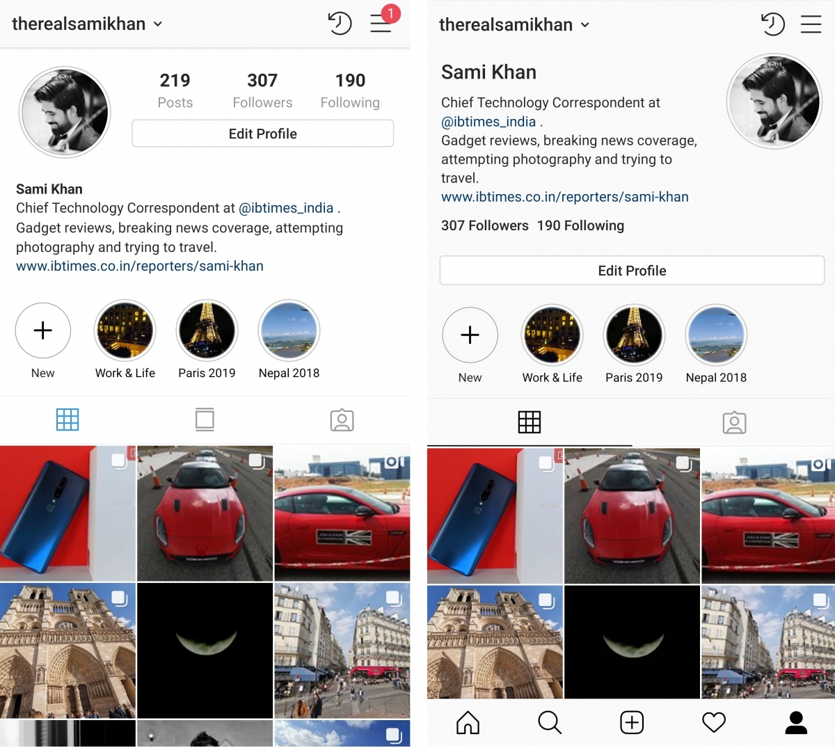 Instagram profile design change