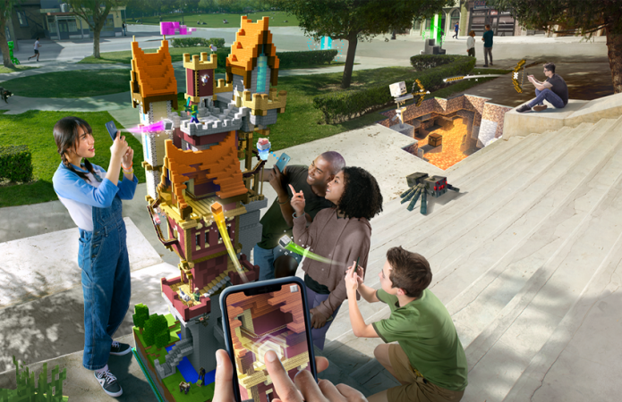 Minecraft: Earth will allow players to collaborate on projects. Minecraft Earth