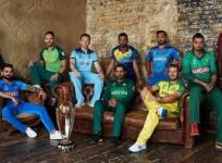 Captains pose with the trophy ahead of the ICC World Cup