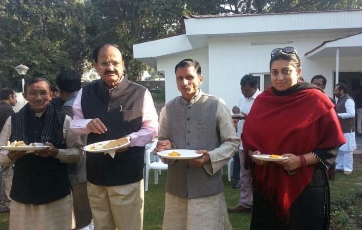 Surendra Singh with BJP leader Smriti Irani Surendra Singh with BJP leader Smriti Irani