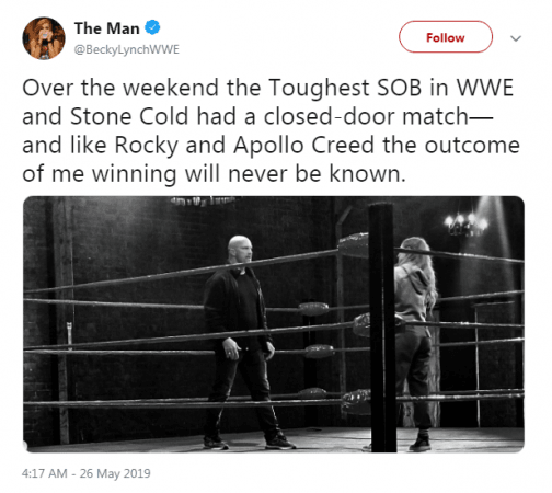 The tweet from Lynch Becky Lynch tweet
