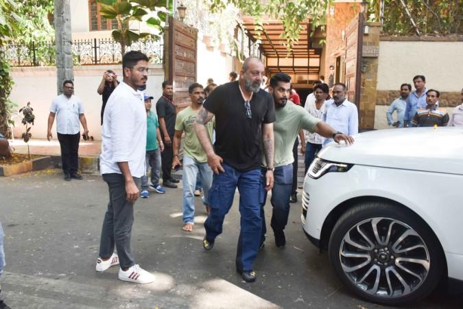 Sanjay Dutt at Veeru Devgan funeral. Sanjay Dutt at Veeru Devgan funeral