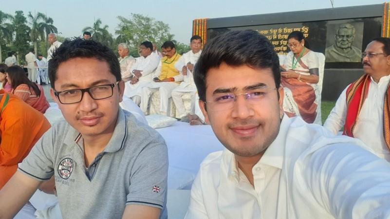 Tejasvi Surya with Ladakh MP Jamyang T Namgyal. Tejasvi Surya