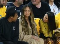 Beyonce and Jay Z with Nicole Curran at the NBA Finals
