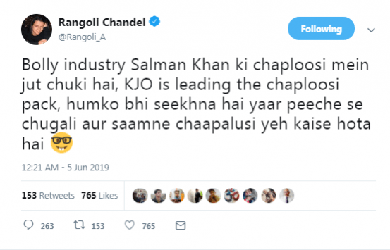 Rangoli tweet