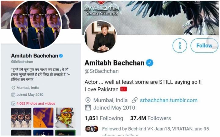 Amitabh Bachchan original and hacked Twitter handles. Amitabh Bachchan original and hacked Twitter handles